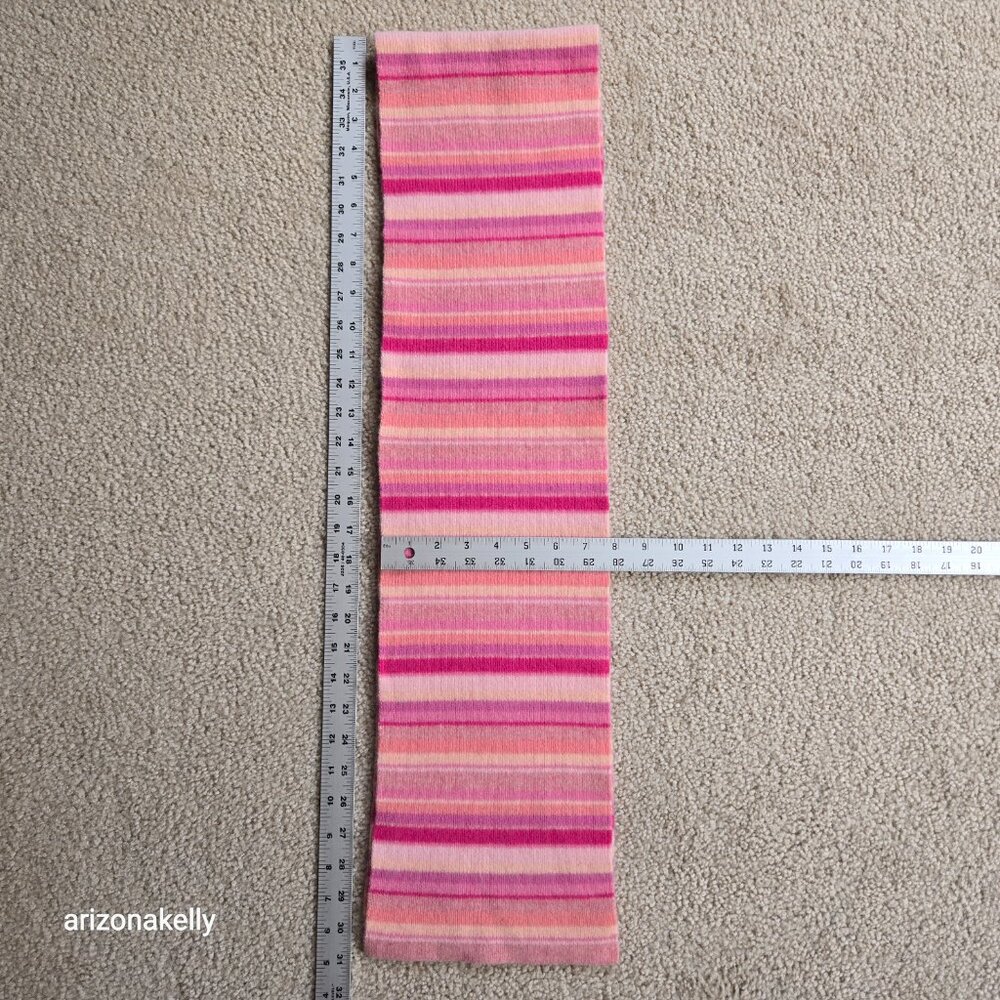 Ralph Lauren Wool Knit Scarf Pink Stripes - Picture 8 of 9